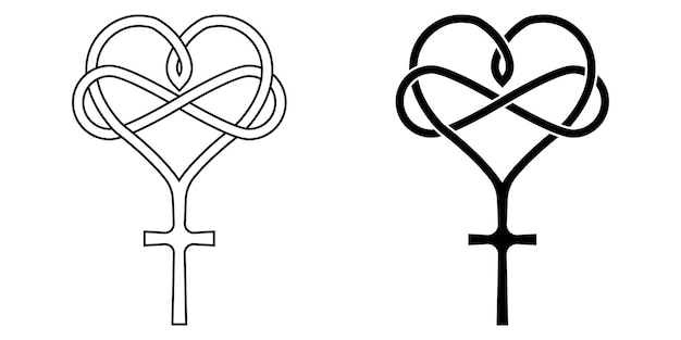 Sign of infinite love for God heart with infinity symbol and cross vector tattoo logo love and faith for God