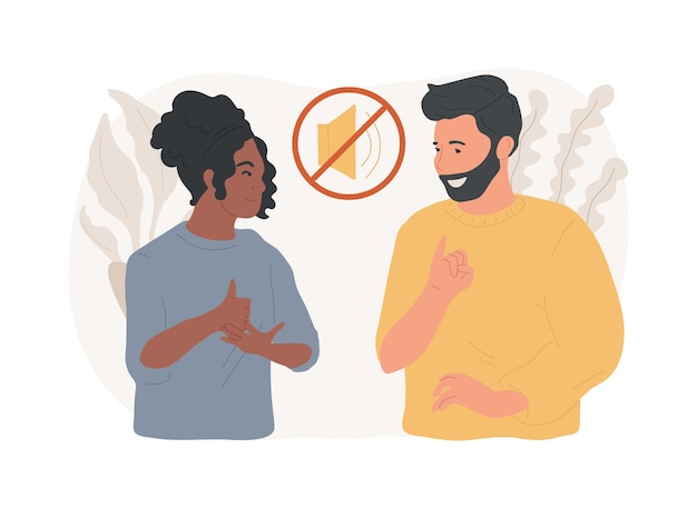 Vector sign language conversation isolated concept vector illustration
