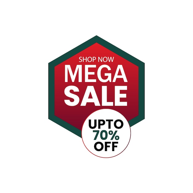 A sign for mega sale that says 70 % off.