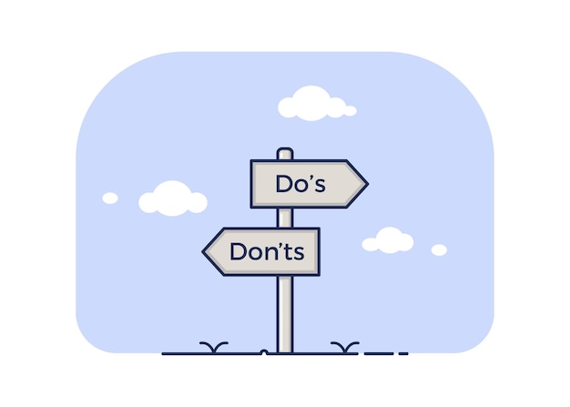 벡터 do's vs don'ts 벡터 일러스트레이션을 나타내는 사인 포스트