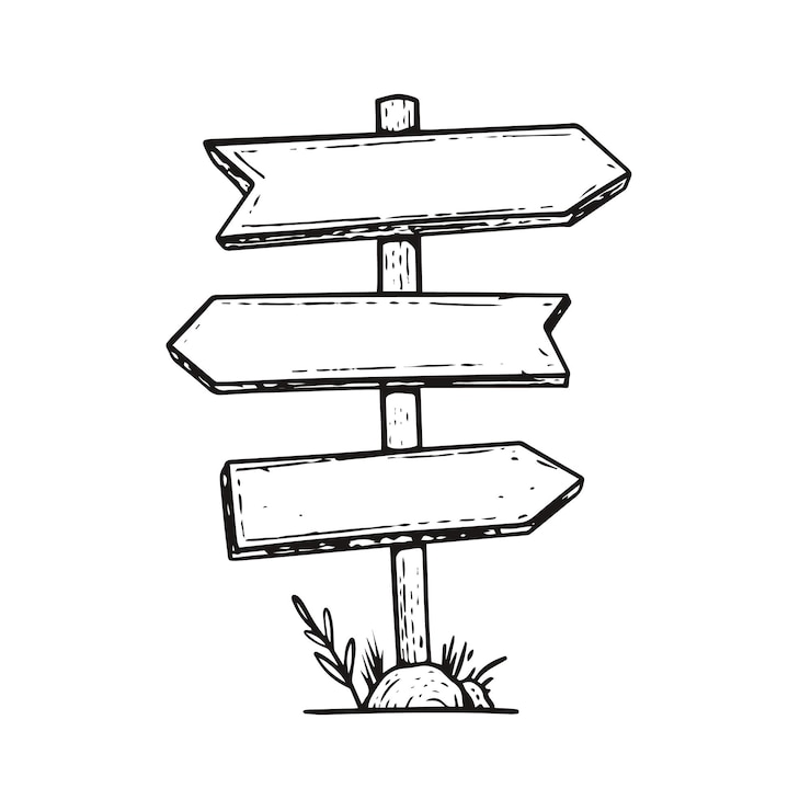 Vector a sign post with arrows pointing to the left and the right one pointing to the right.