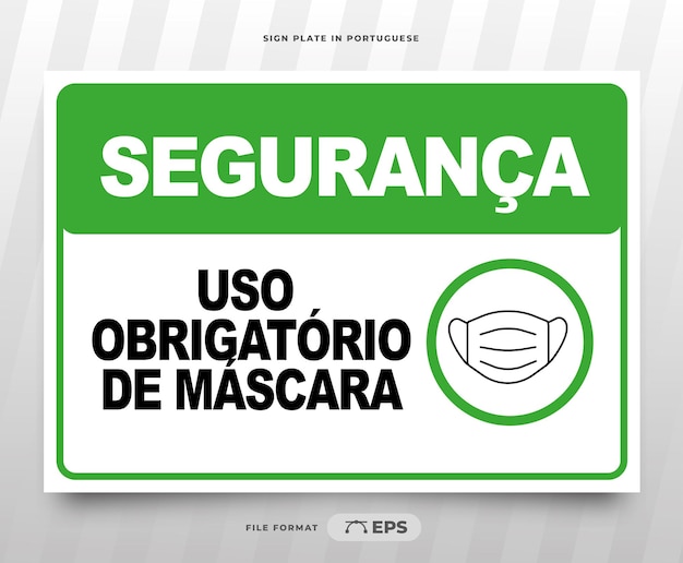 Vettore cartello per la stampa dell'uso obbligatorio della maschera in portoghese brasiliano