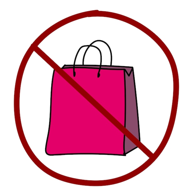 Un cartello che vieta l'uso di sacchetti di plastica contro l'inquinamento della natura