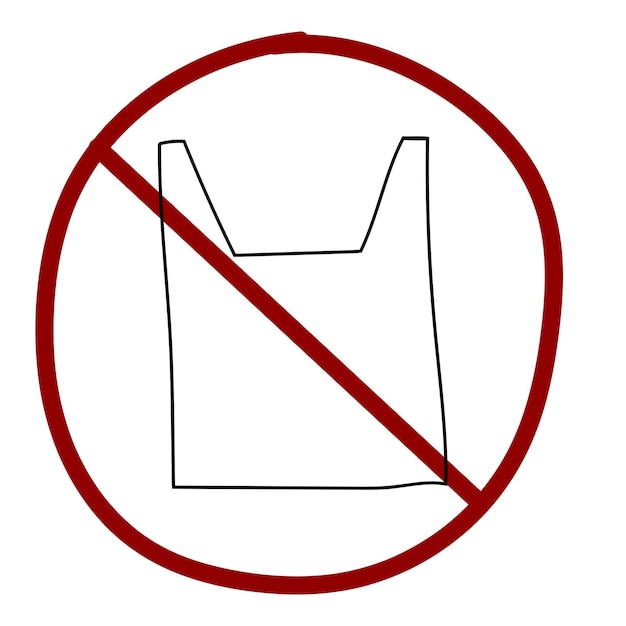 Vector a sign prohibiting the use of plastic bags against the pollution of nature