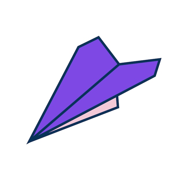 Vector sign of purple paper airplane. symbol of sending a message.