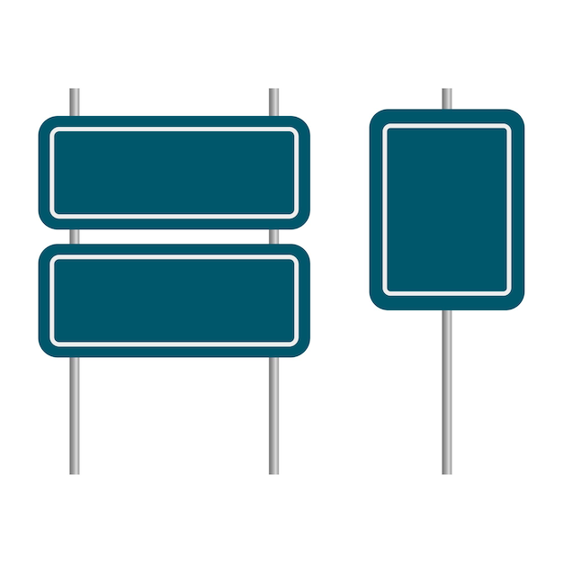 Sign Road are empty Mark location Road signs are empty different shapes Signposts on poles Vector illustration