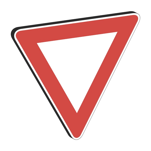 Sign road precedence give 3d triangular blank yield way empty