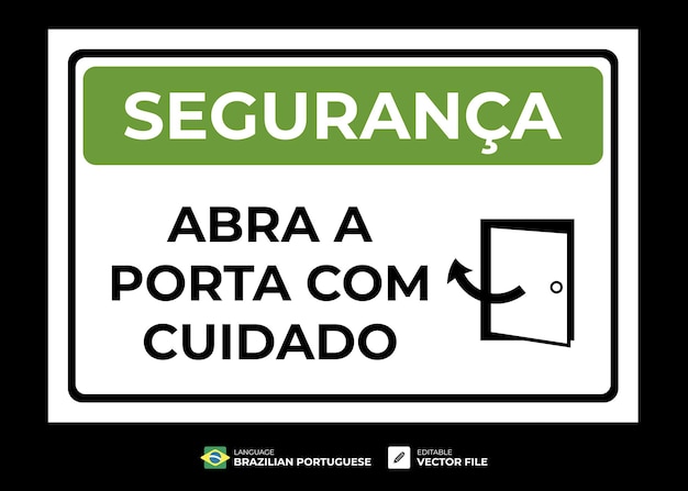 Vettore segnale di sicurezza apri la porta con attenzione