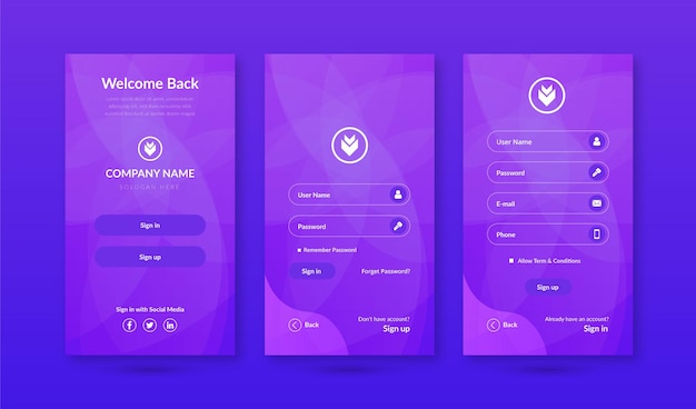 Sign in amp экран регистрации ui kit для шаблона мобильного приложения