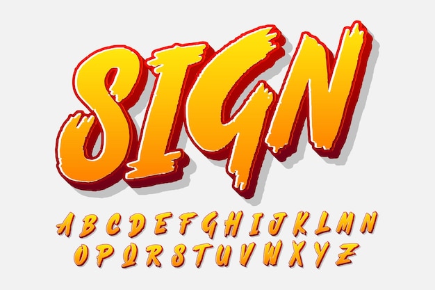 Sign sticker, modern cartoon font style