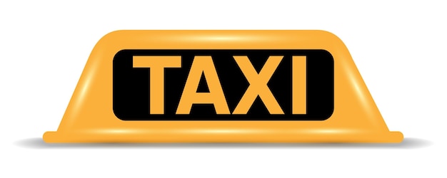 キューブにタクシーに署名するタクシー交通機関のロゴのサインベクトル図