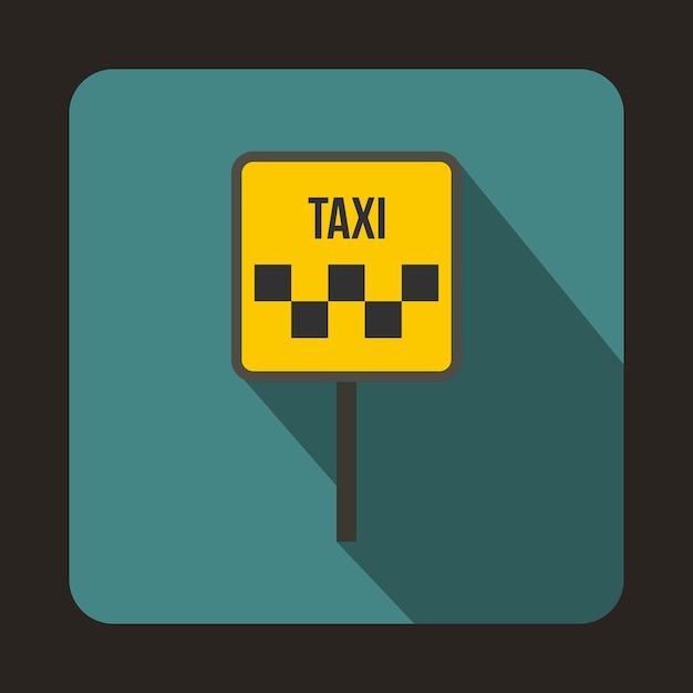 Sign taxi icon in flat style with long shadow Car symbol