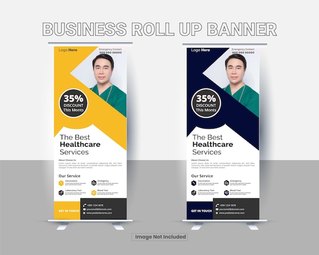 A sign that says business on it Medical Rollup Banner Popup Banner