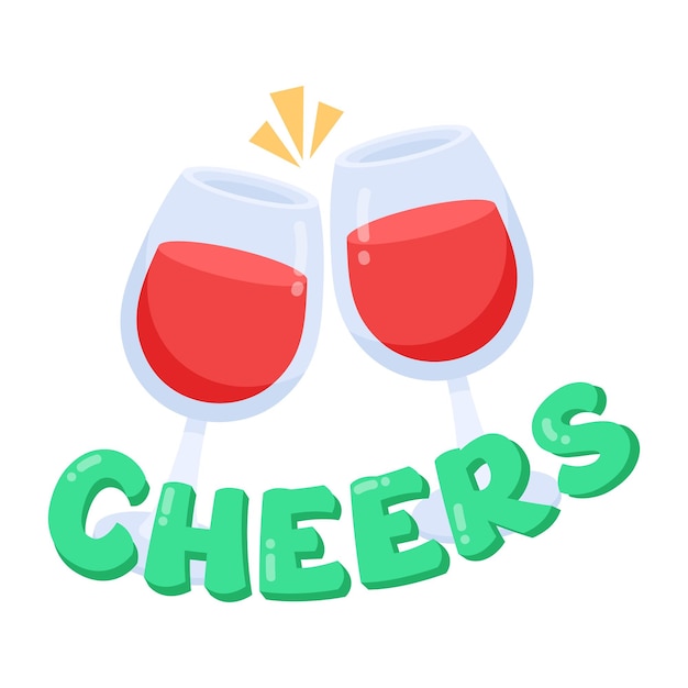 Vector a sign that says cheers with the word on it