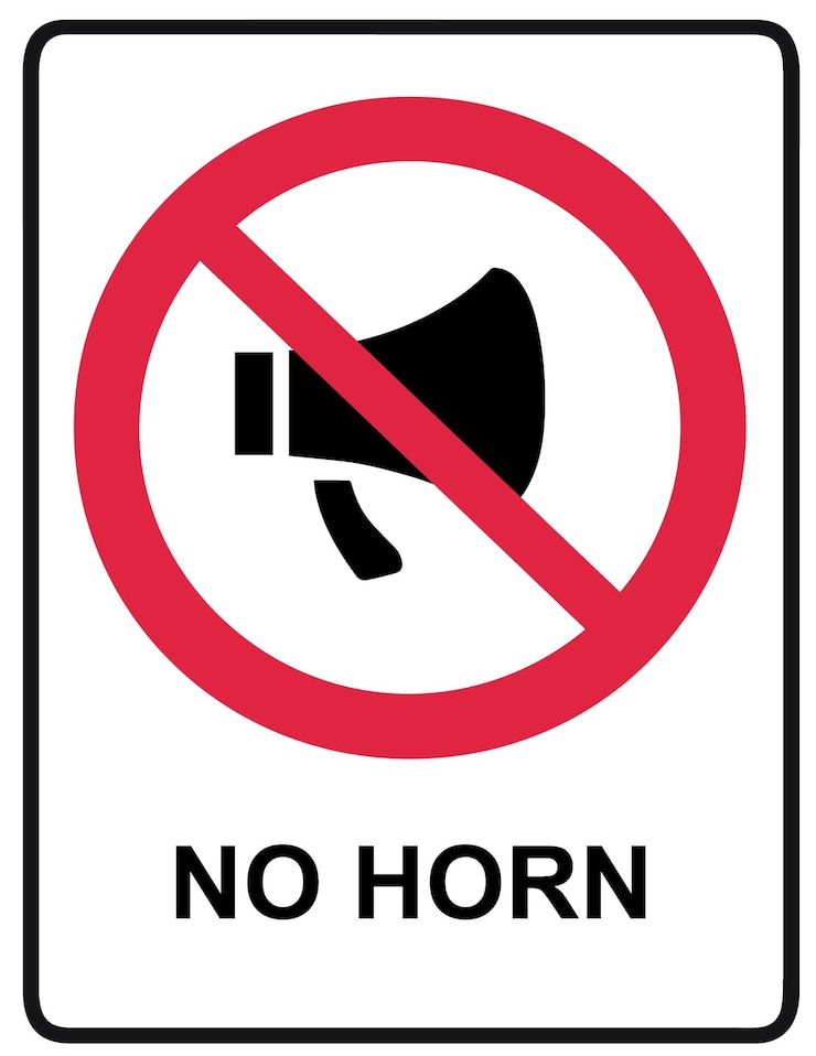 वेक्टर a sign that says no horn with a red circle around it.