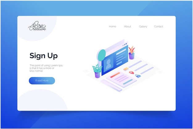 Sign up concept landing page template