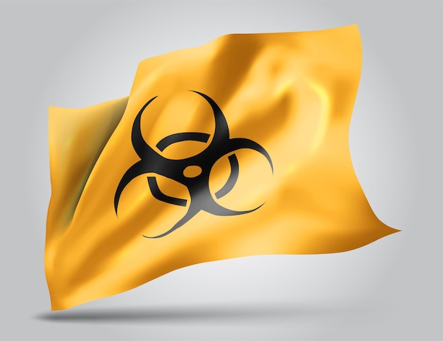 Sign of viral and bacterial danger on a yellow background in 3d vector flag style mesh