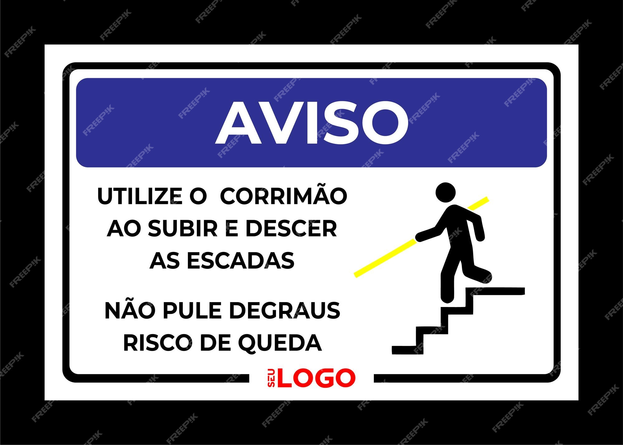 Premium Vector  Sign warning use handrail when going up and down stairs do  not jump steps risk of falling