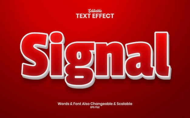 Vector signaalrood gekleurd teksteffect in 3d-stijl