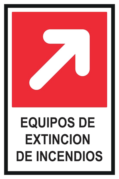 Vector signage fire extinguishing equipment diagonal right above
