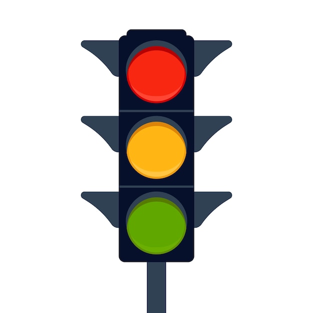 Сигнал электрического светофора на дороге, стоп-сигнал. направление, контроль, регулирование транспорта и пешеходов. иллюстрация