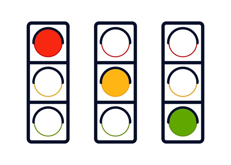 Vector signal wait traffic light on road signal stoplight icon outline direction control regulation