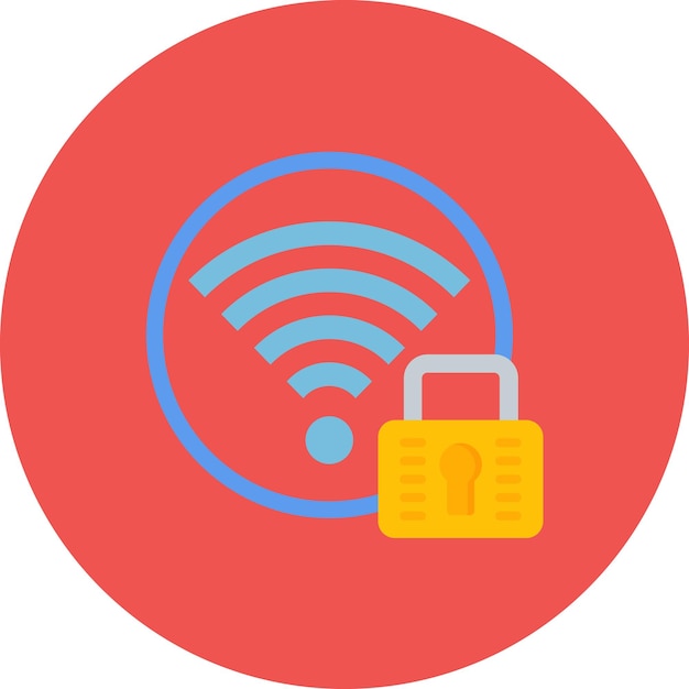 Signal Wifi 4 Bar Lock Flat Illustratie