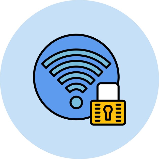 Вектор Сигнал wi-fi 4 bar lock плоская иллюстрация