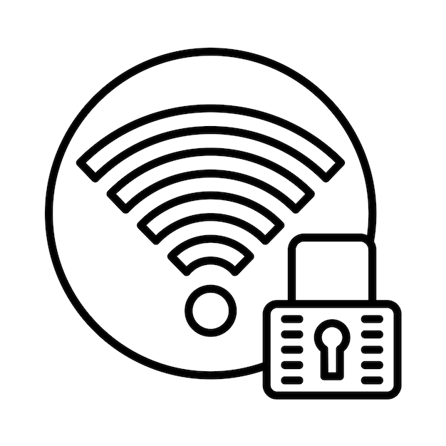 Vector signal wifi 4 bar lock line illustration