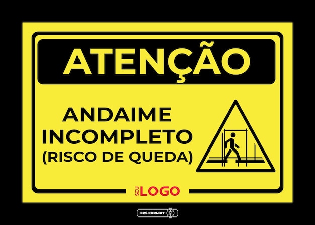 signaling sign attention incomplete scaffolding risk of falling vector