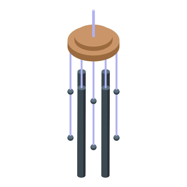 Vector signaling wind chime icon isometric vector traditional wind bells