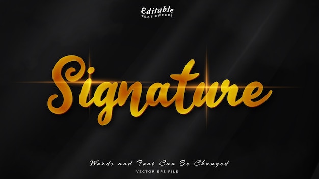 Signature bewerkbaar teksteffect met zwarte golvende achtergrond zwarte zijde luxe achtergrond