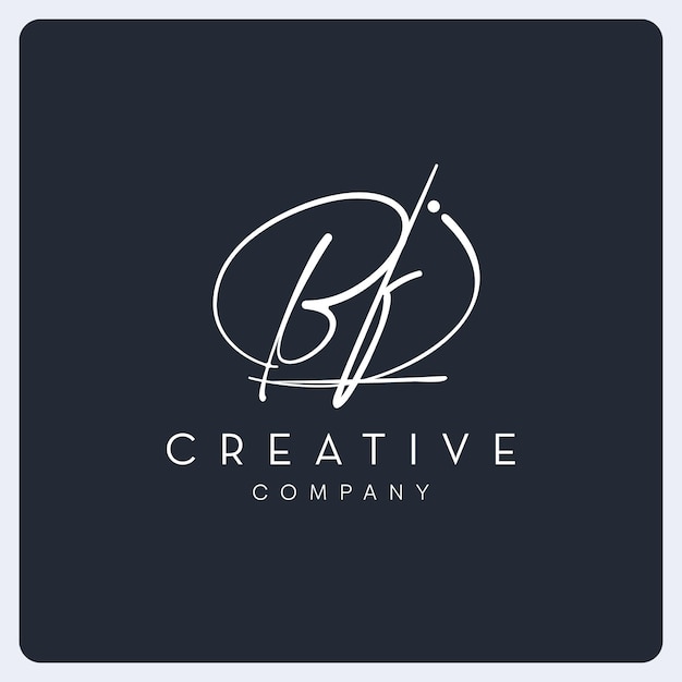 Vector signature bf logo design, signature letter creative logo for business, company and etc