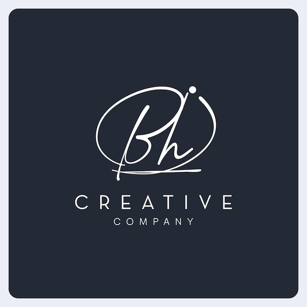 Vector signature bh logo design, signature letter creative logo for business, company and etc