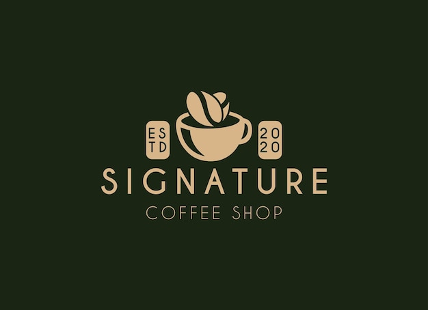 벡터 시그니처 커피 ⁇  로고 빈티지 커피 ⁇  로고 디자인