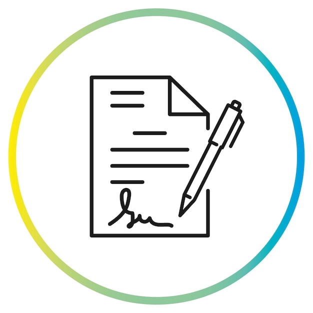 signature in documents icon vector