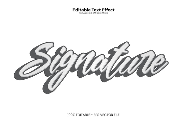 Vector signature editable text effect in modern trend style