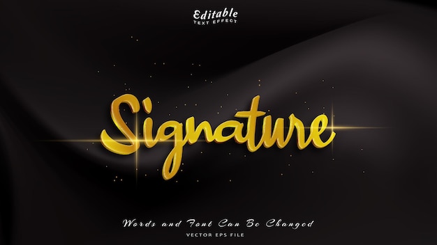 Vector signature editable text effect with black wavy background black silk luxury background