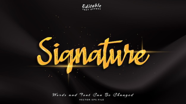 Vector signature editable text effect with black wavy background black silk luxury background