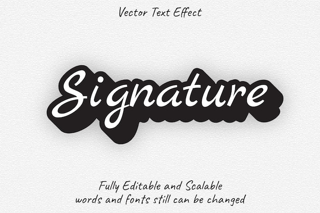 Vector signature editable text effect