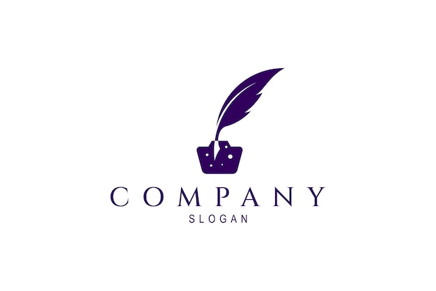 Vector signature feather ink logo design vector