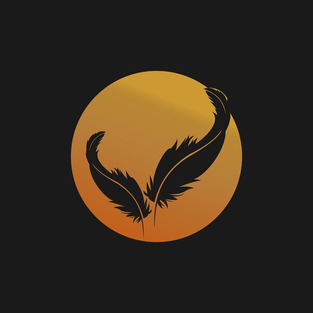 Vector signature feather logo design with premium concept
