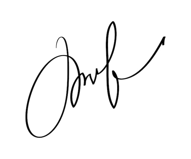 ベクトル 白い背景の文書の署名 手描きのビジネスサイン カリグラフィー文字