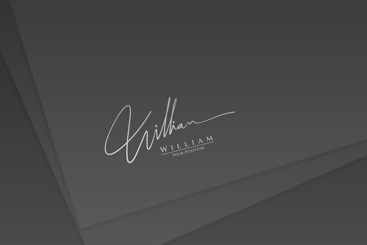 Vector 黒い紙の背景に個人名 william の署名手書きロゴ ベクトル テンプレート