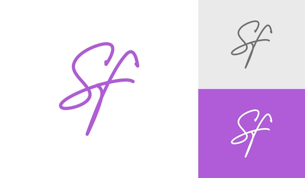 署名文字 SF モノグラム ロゴ デザインのベクトル