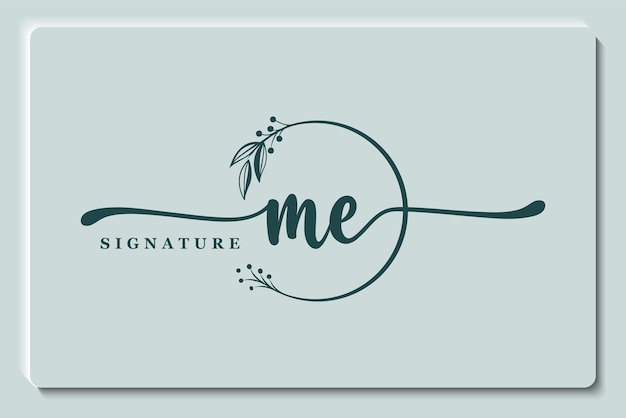 Vector signature logo ontwerp me eerste geïsoleerde blad en bloem