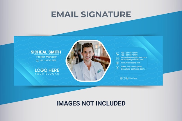 Signature page for electronic mail pie of an email correspondence page or a social media gateway