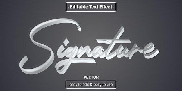 signature text effect, editable text style