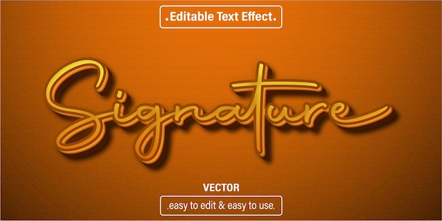 signature text effect, editable text style