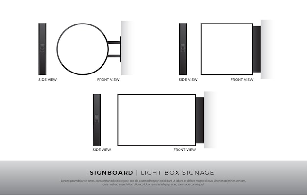 Insegna vuota rotonda, quadrata, rettangolare lightbox